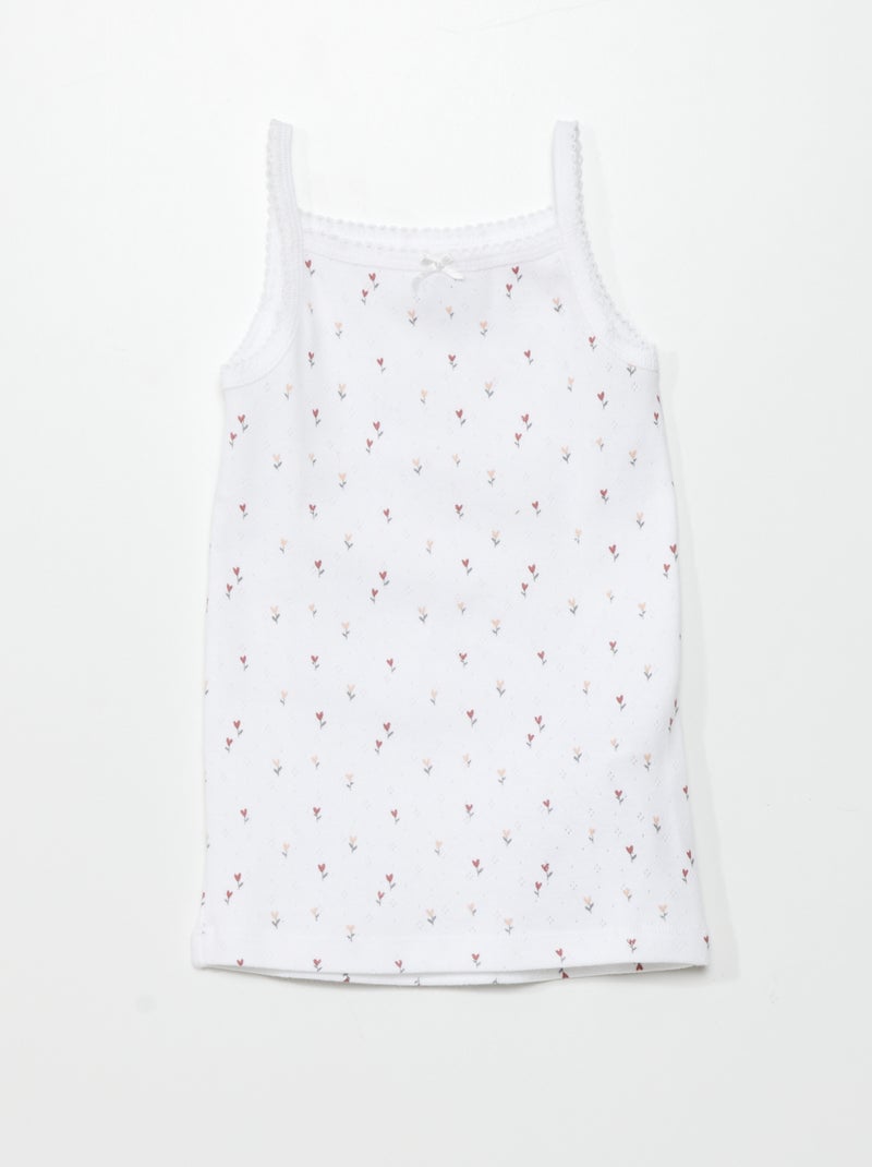 Setje van 3 singlets met fijn ajourmotiefje WIT - Kiabi