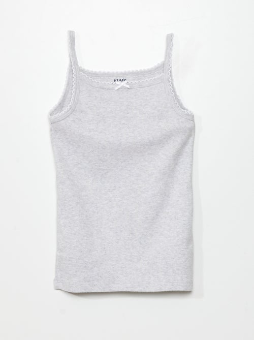 Setje van 3 singlets met fijn ajourmotiefje - Kiabi