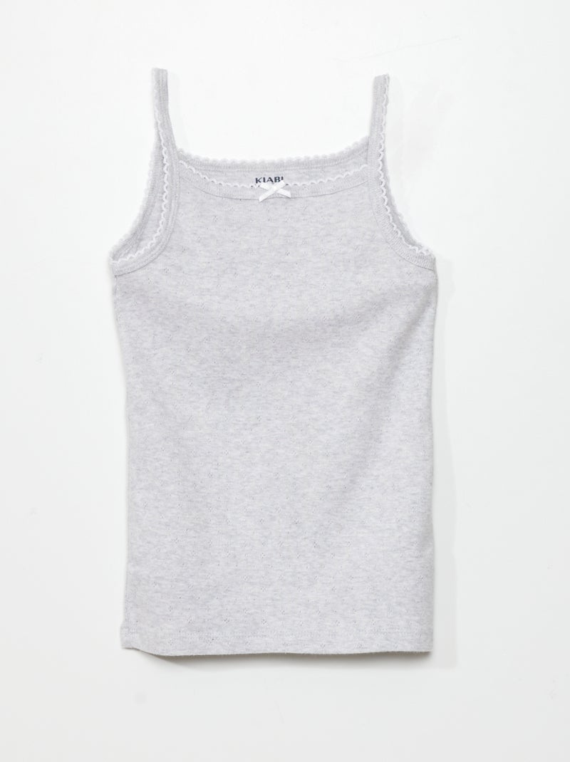 Setje van 3 singlets met fijn ajourmotiefje WIT - Kiabi