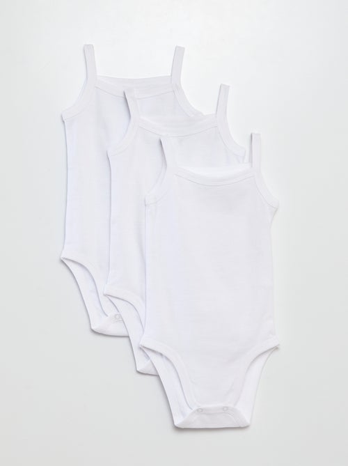Setje van 3 witte body's met smalle bandjes - Kiabi