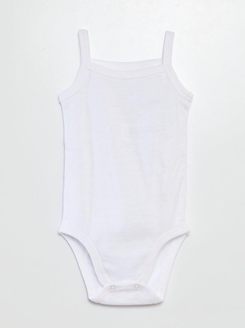 Setje van 3 witte body's met smalle bandjes WIT - Kiabi