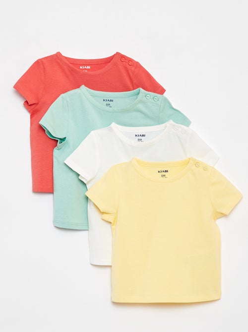 Setje van 4 effen T-shirts - Kiabi