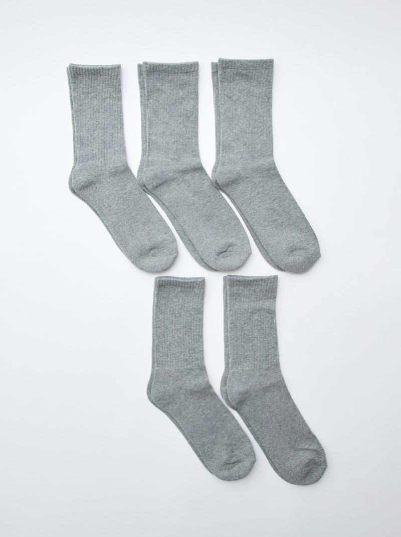 Setje van 5 paar hoge sokken van tricot Grijs - Kiabi