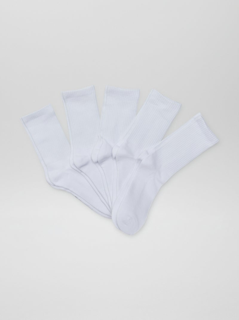 Setje van 5 paar hoge sokken van tricot WIT - Kiabi