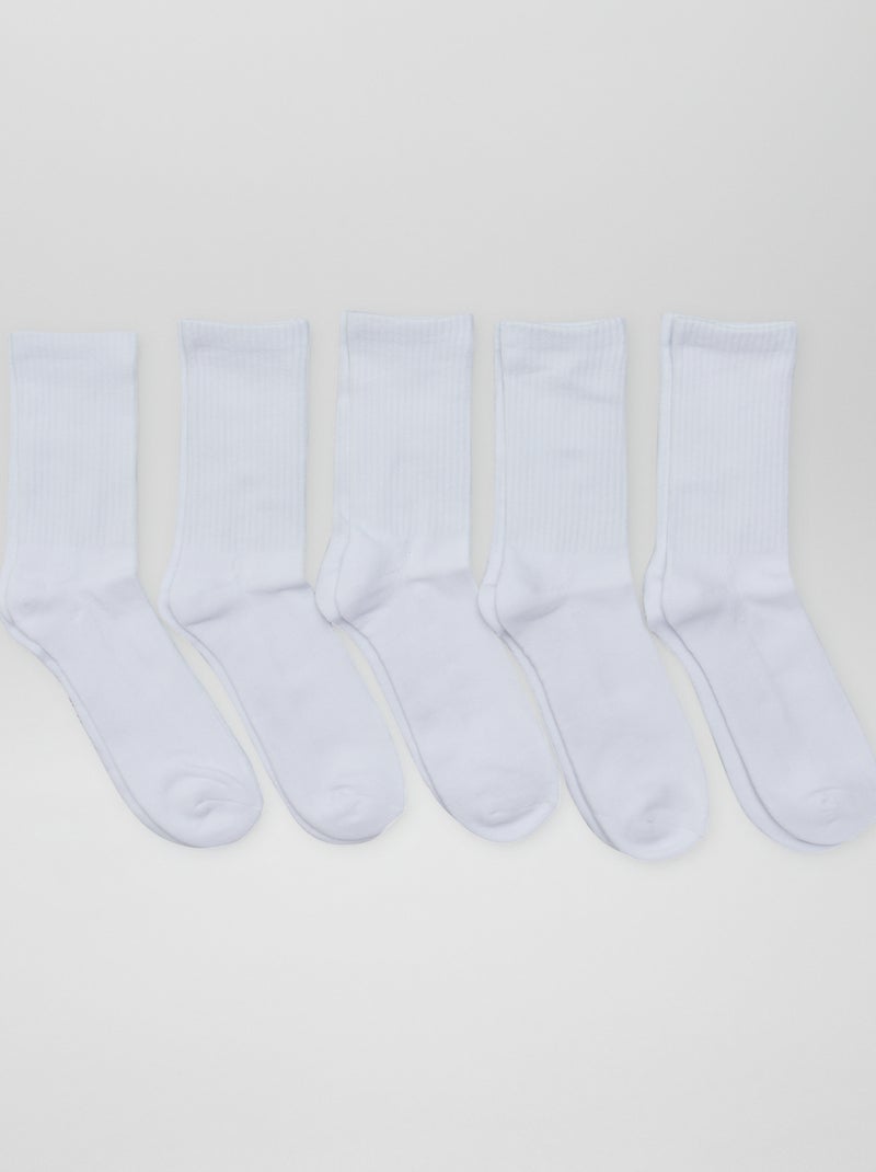 Setje van 5 paar hoge sokken van tricot WIT - Kiabi