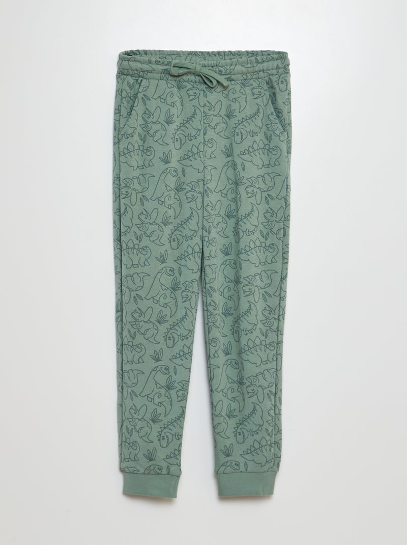 Setje van joggingstof met print - Sweater + broekt - 2-delig GROEN - Kiabi
