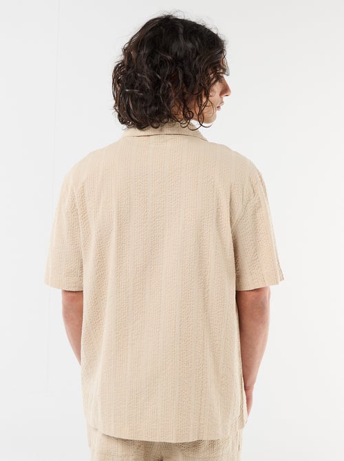 Shirt van gewafelde tricot met korte mouwen - Kiabi