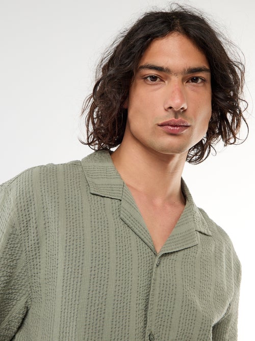 Shirt van gewafelde tricot met korte mouwen - Kiabi
