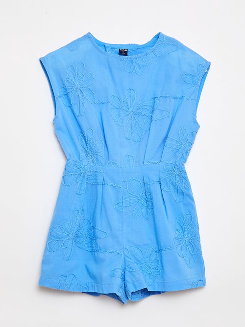 Short jumpsuit met grote geborduurde bloemen - Kiabi