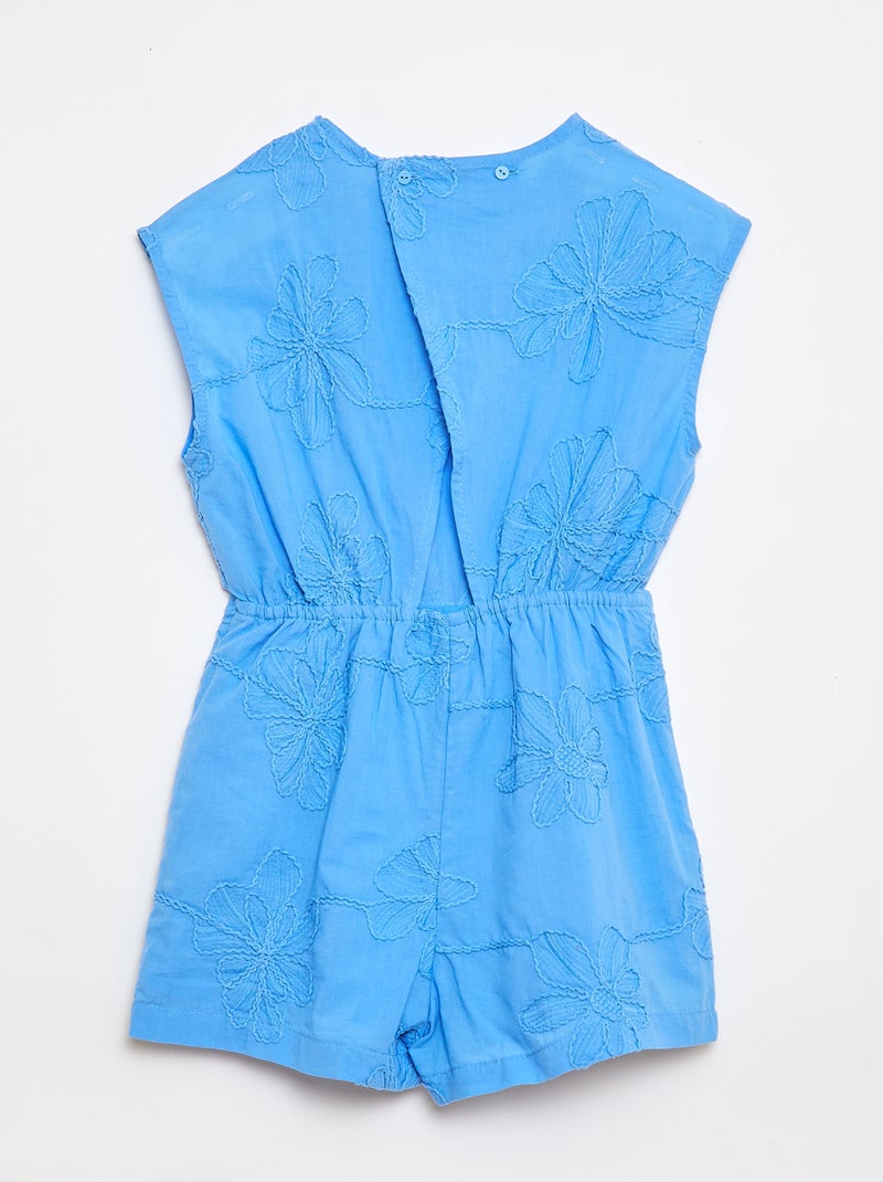 Short jumpsuit met grote geborduurde bloemen Blauw - Kiabi