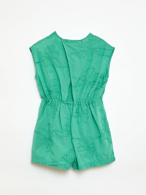 Short jumpsuit met grote geborduurde bloemen - Kiabi