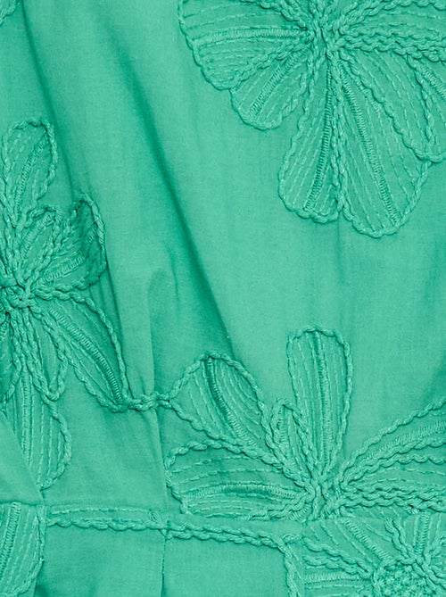 Short jumpsuit met grote geborduurde bloemen - Kiabi