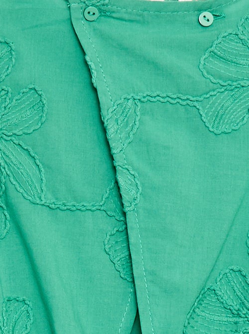 Short jumpsuit met grote geborduurde bloemen - Kiabi