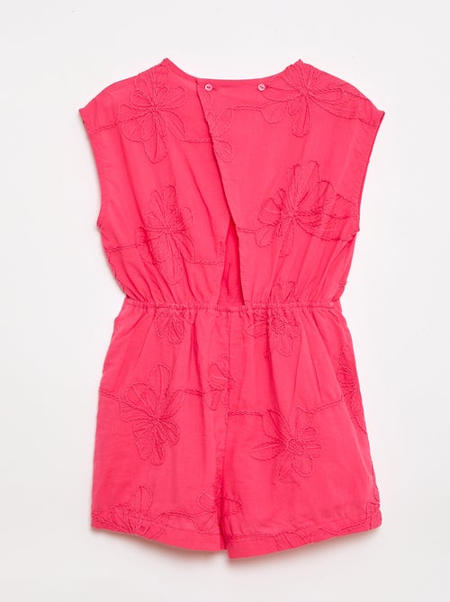 Short jumpsuit met grote geborduurde bloemen - Kiabi