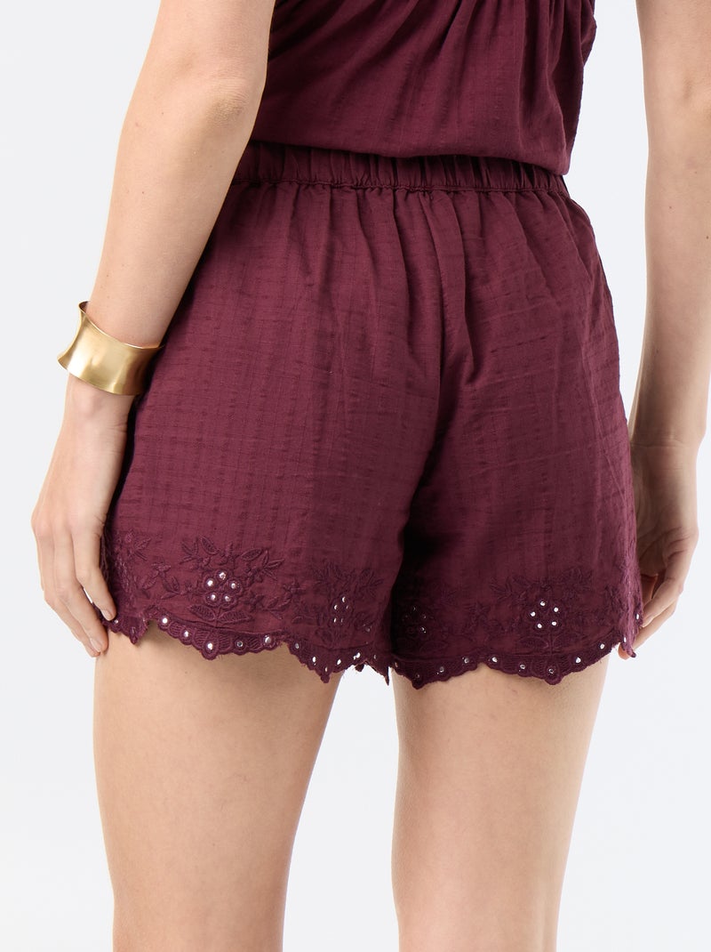 Short met borduursels en spiegelpailletten Rood - Kiabi