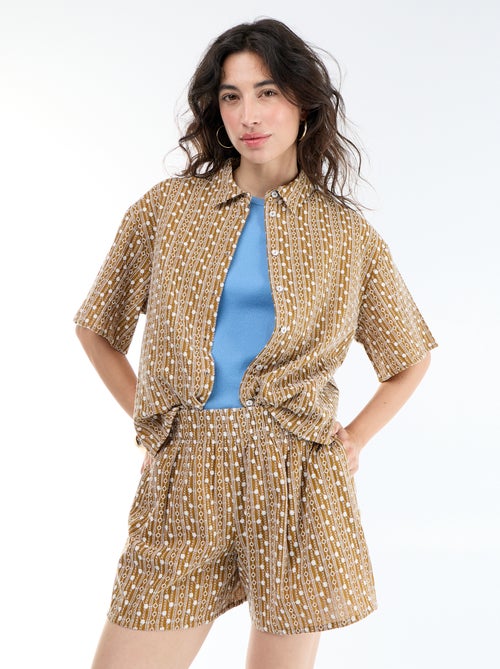 Short met elastische taille en borduursels - Kiabi