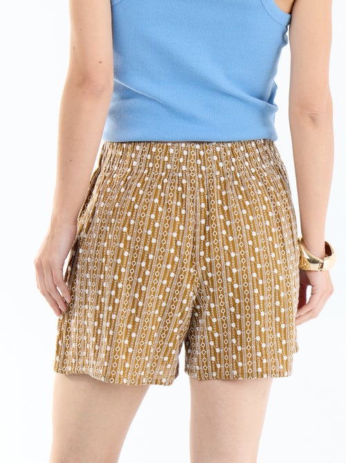 Short met elastische taille en borduursels - Kiabi