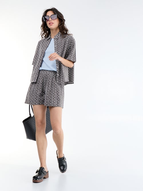 Short met elastische taille en borduursels - Kiabi