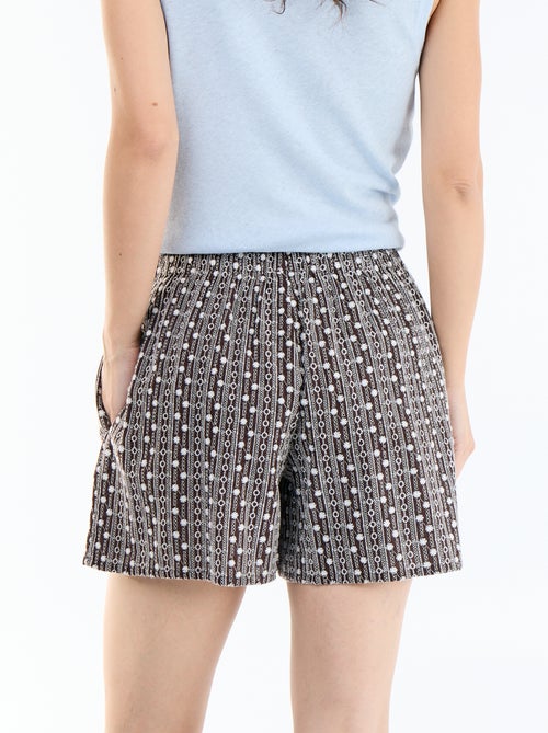 Short met elastische taille en borduursels - Kiabi
