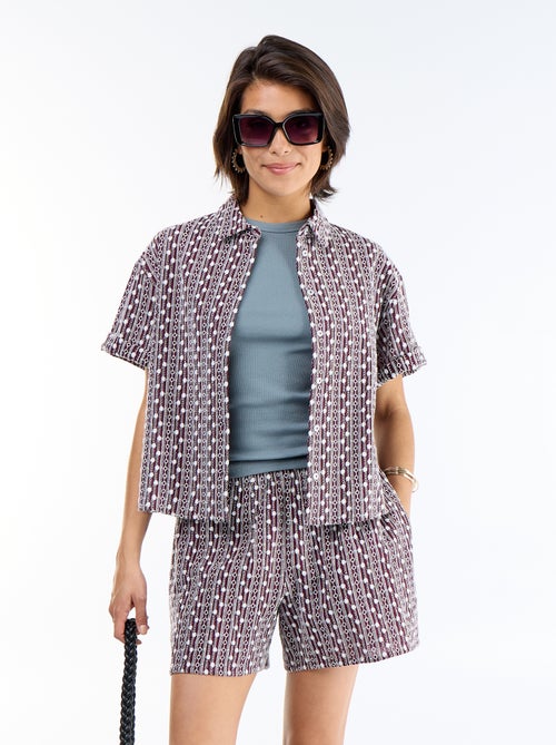 Short met elastische taille en borduursels - Kiabi