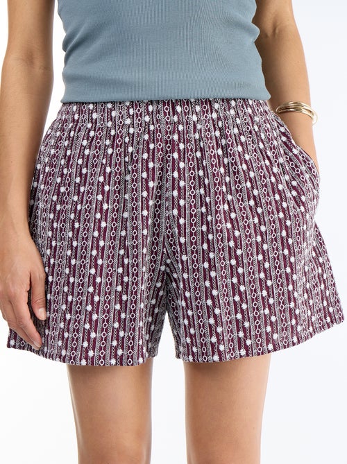Short met elastische taille en borduursels - Kiabi