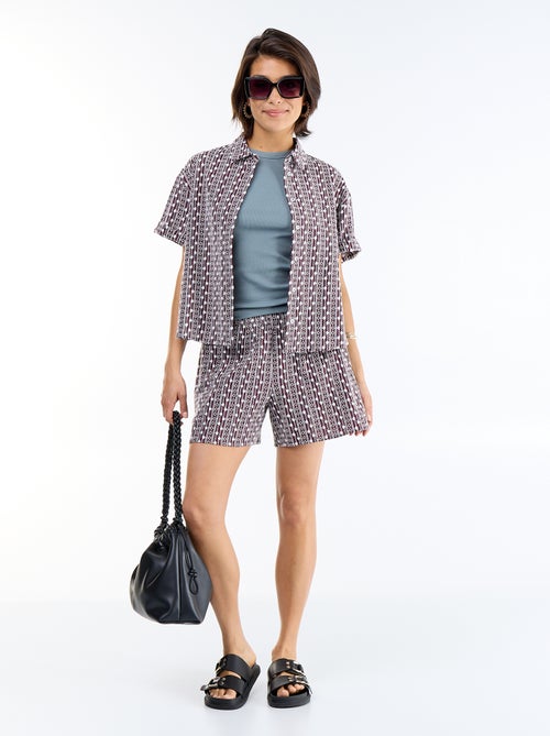Short met elastische taille en borduursels - Kiabi