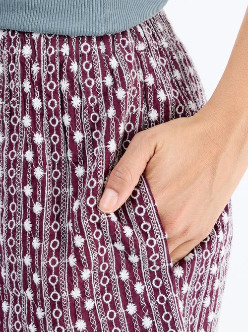 Short met elastische taille en borduursels - Kiabi