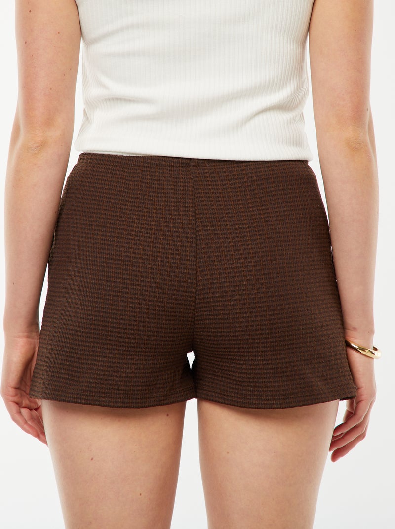 Short met elastische taille en strikkoordjes Bruin - Kiabi