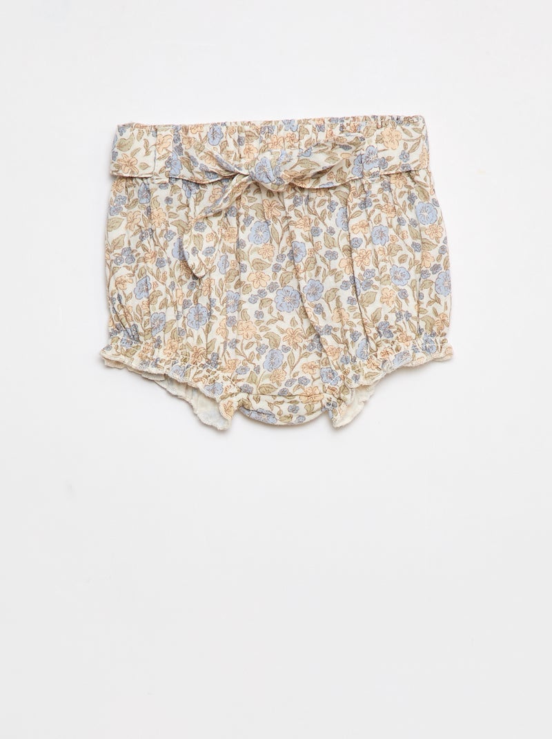 Short met elastische tailleband en strikceintuur Wit - Kiabi