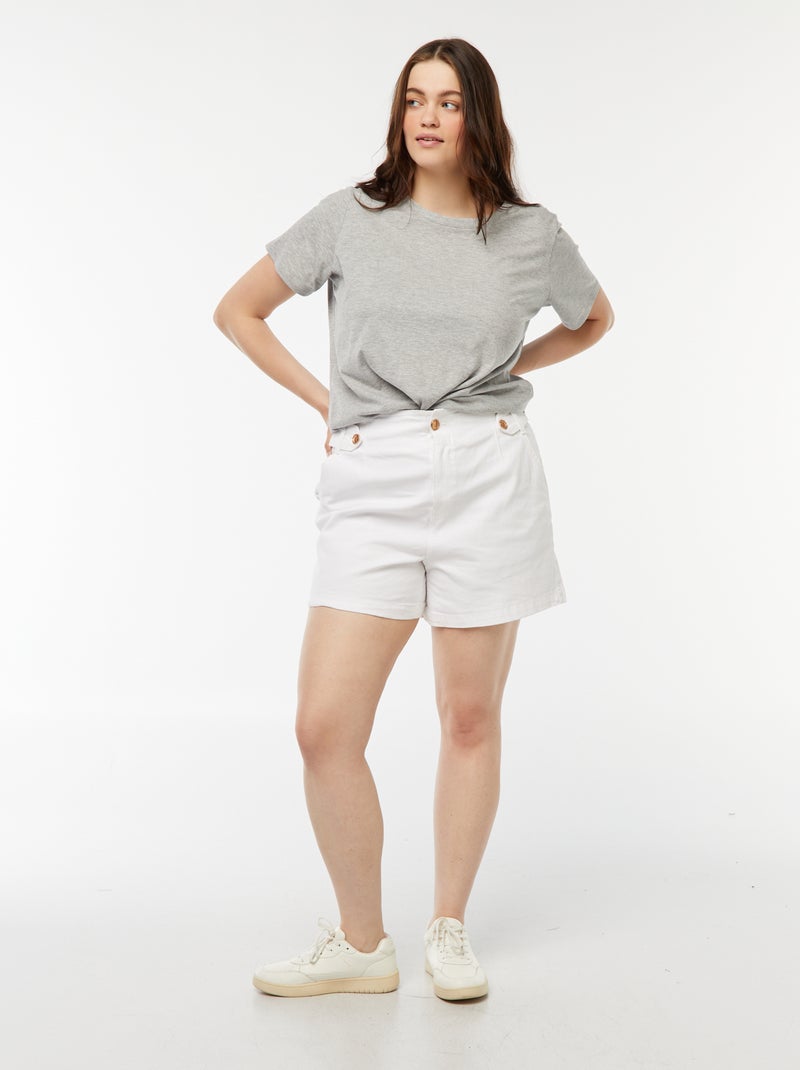 Short met goudkleurige knopen WIT - Kiabi