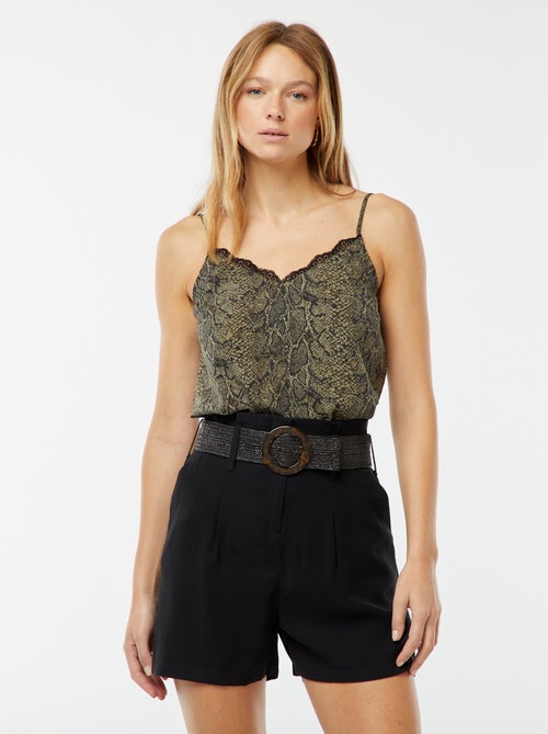 Short met hoge taille en ceintuur - Kiabi