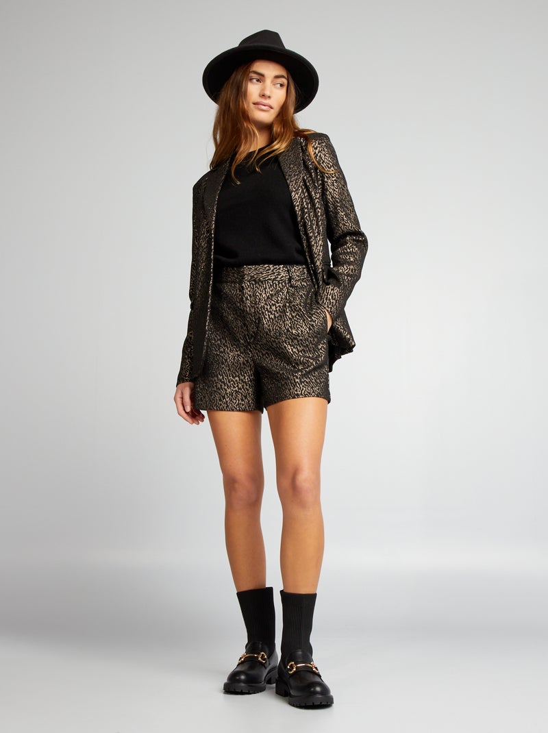 Short met jacquardmotief ZWART - Kiabi