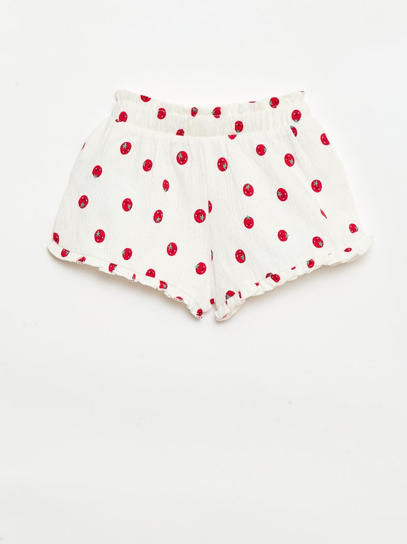 Short met motief en ruches aan de pijpen Wit - Kiabi