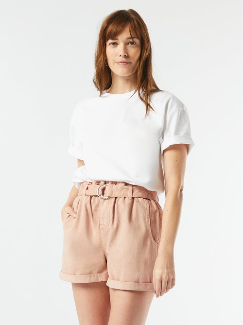 Short met paperbagtaille en ceintuur - Kiabi