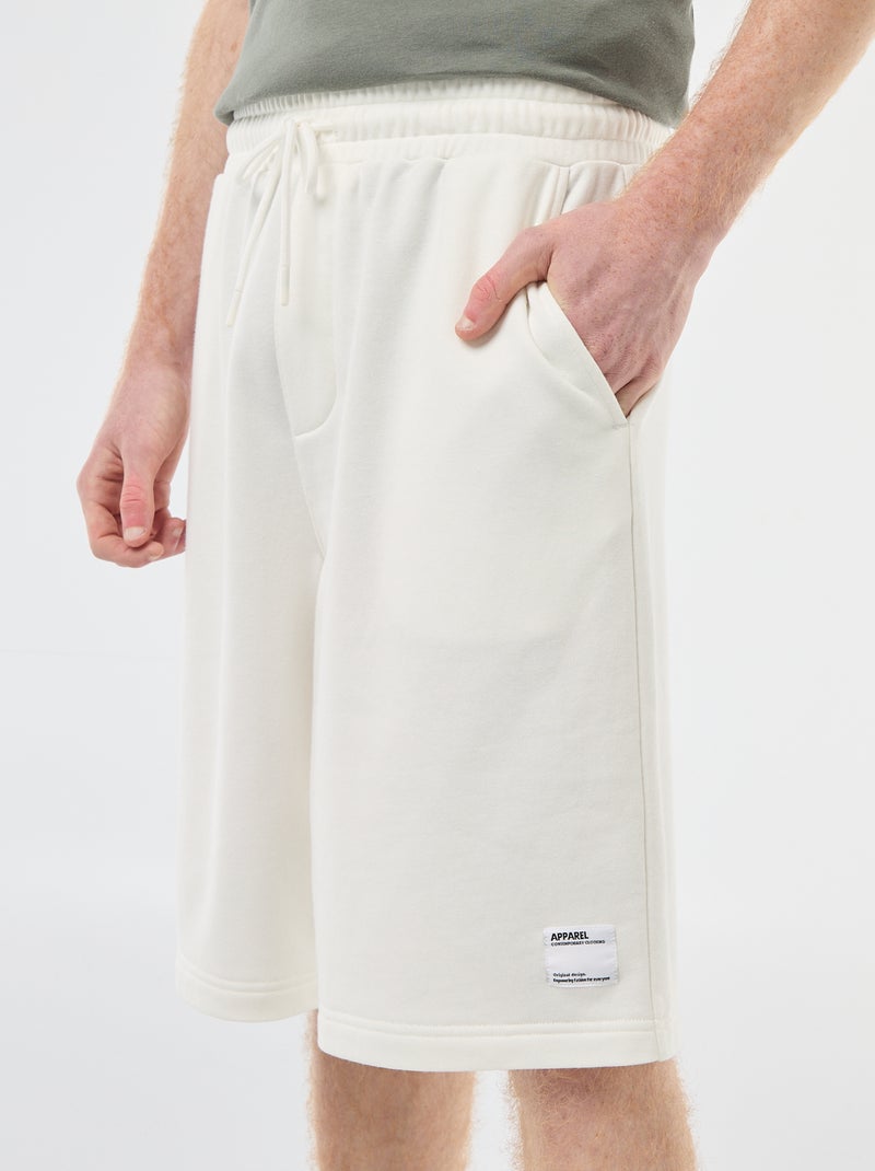 Short met patch van effen katoen Wit - Kiabi