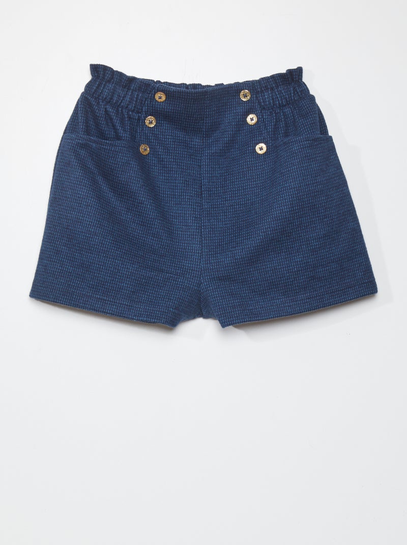 Short met pied-de-pouleprint BLAUW - Kiabi
