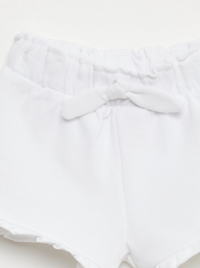 Short met ruches en strik in de taille Wit - Kiabi