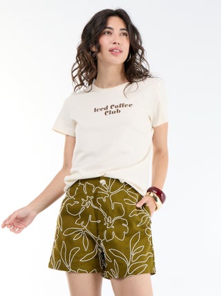 Short met standaardtaille en geborduurde motieven