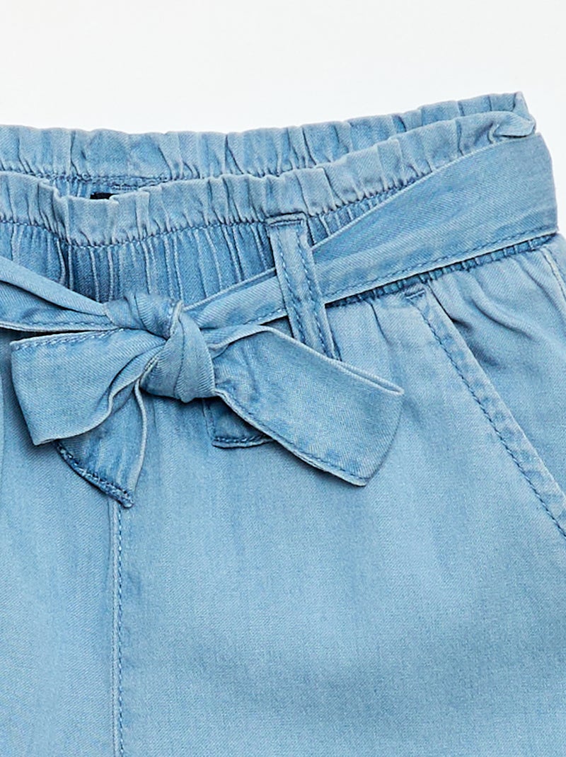 Short met strikceintuur Blauw - Kiabi