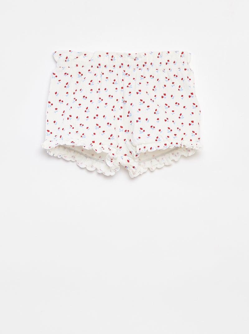 Short met volants en print WIT - Kiabi