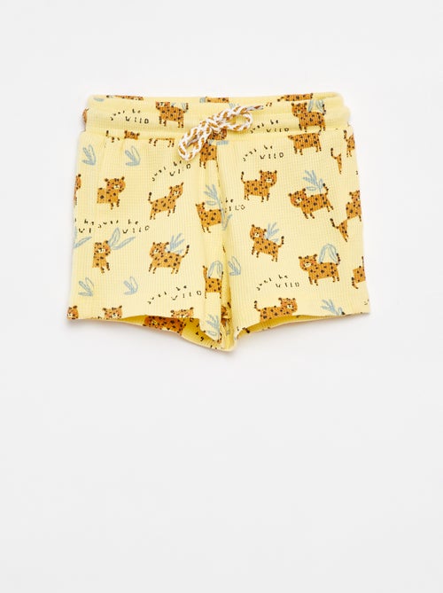 Short met wafeltextuur en print - Kiabi