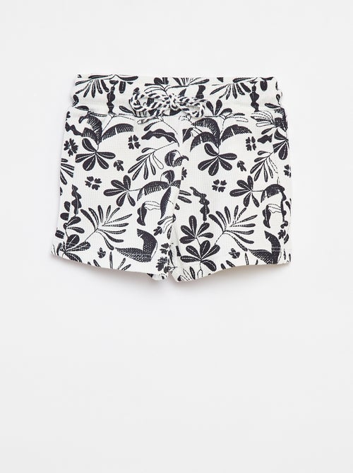 Short met wafeltextuur en print - Kiabi