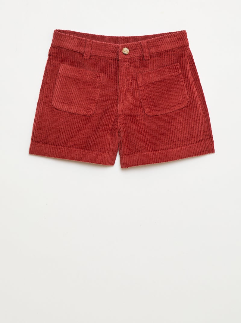 Short van corduroy met 2 opgestikte zakken Rood - Kiabi