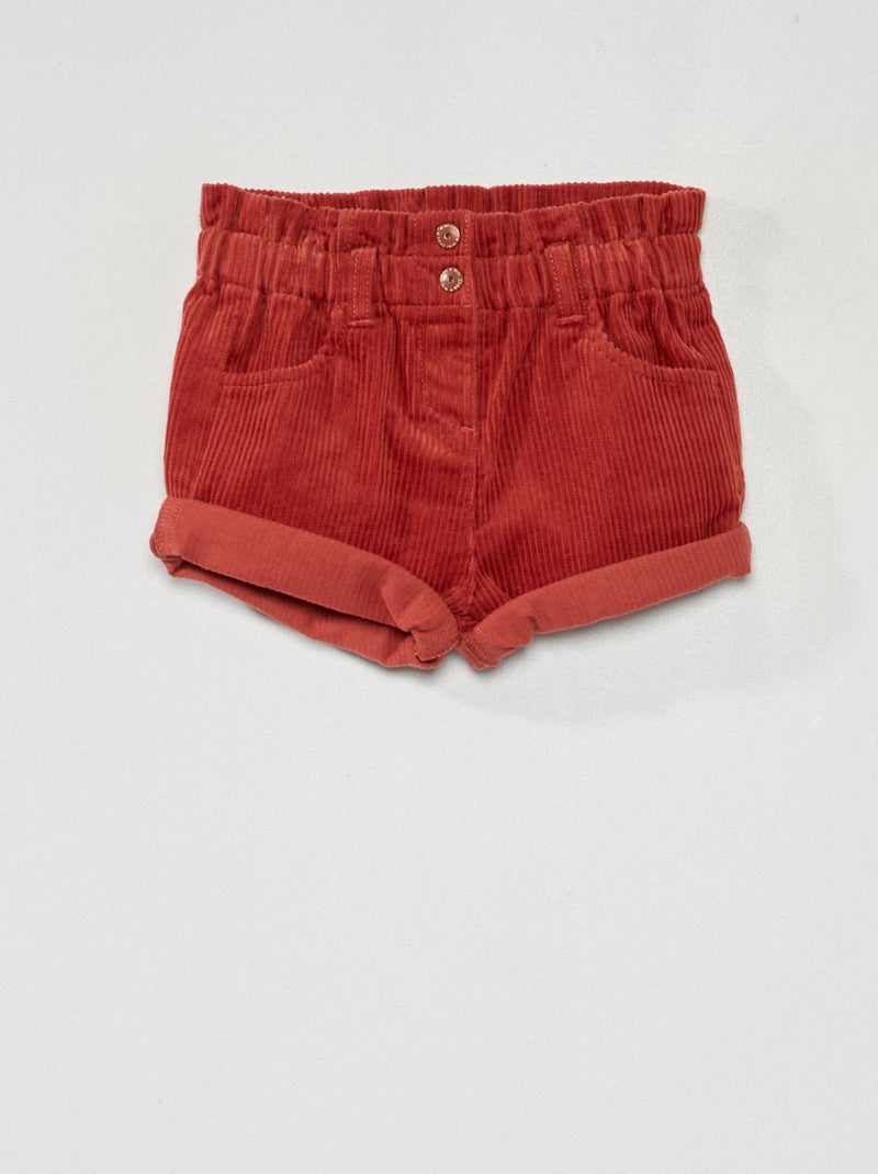 Short van corduroy met paperbagtaille ROOD - Kiabi