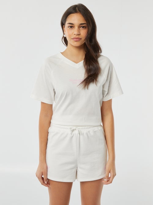 Short van dunne joggingstof met kleine print - Kiabi