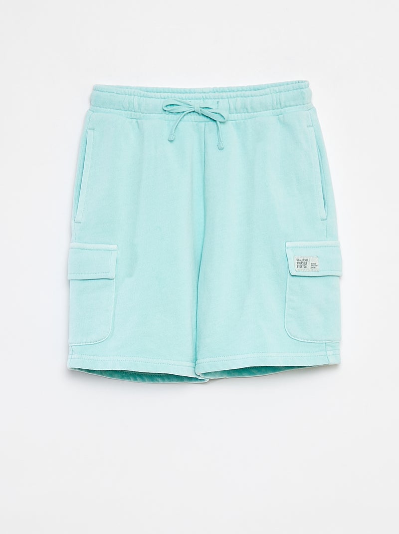 Short van dunne joggingstof met klepzakje BLAUW - Kiabi