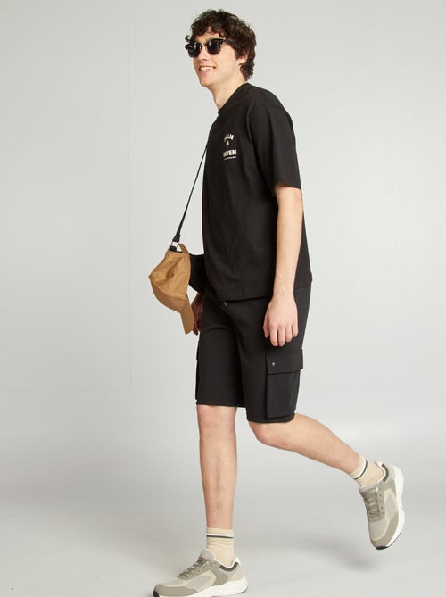 Short van dunne joggingstof met klepzakken - Kiabi