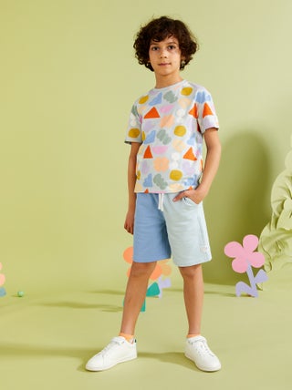Short van dunne joggingstof met print - Grafik Edition