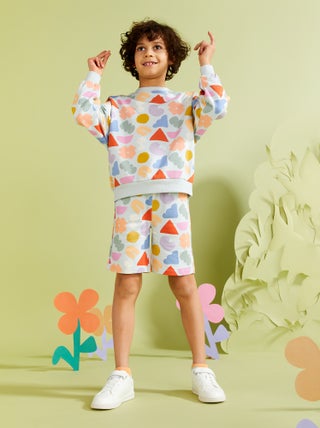 Short van dunne joggingstof met print - Grafik Edition