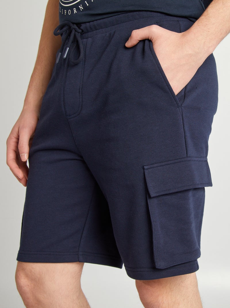 Short van dunne joggingstof met zakken BLAUW - Kiabi